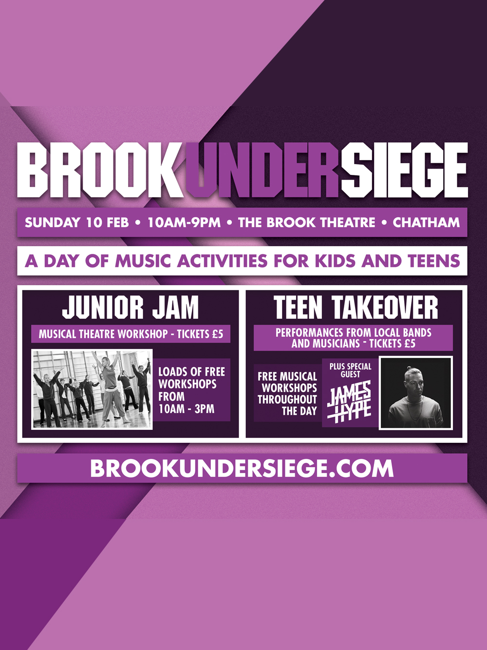 Get into music with The Brook Under Siege: Sunday 10 February: 10am – 9pm